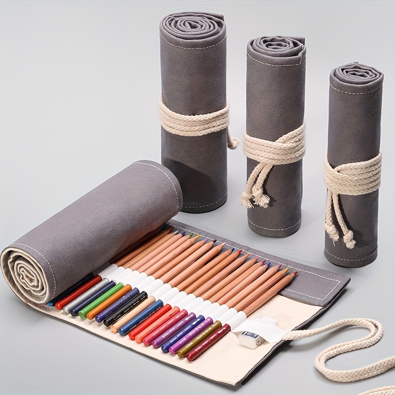 Canvas Colored Pencil Roll Wrap 36 Holder (Pencils NOT Included) Multiuse  Canvas Pen Curtain Manual Pencil Holder - 48-Slots