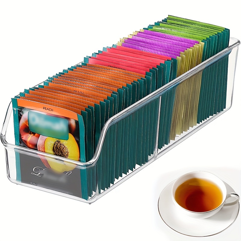 Estante de exhibición de bolsas de té, organizador apilable transparente de  2 niveles, organizador de bolsas