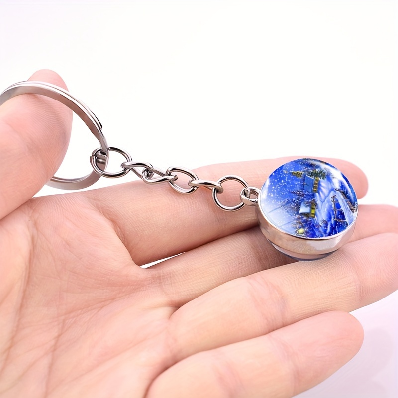 Moon And House Pendant Keyring Metal Key Chain Bag Charm Key - Temu