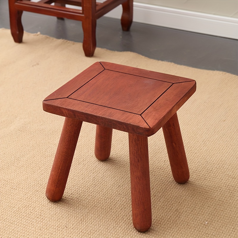 Taburete redondo de madera, taburete pequeño portátil de madera maciza,  taburete retro de bajo paso para cocina, baño, dormitorio, soporte para