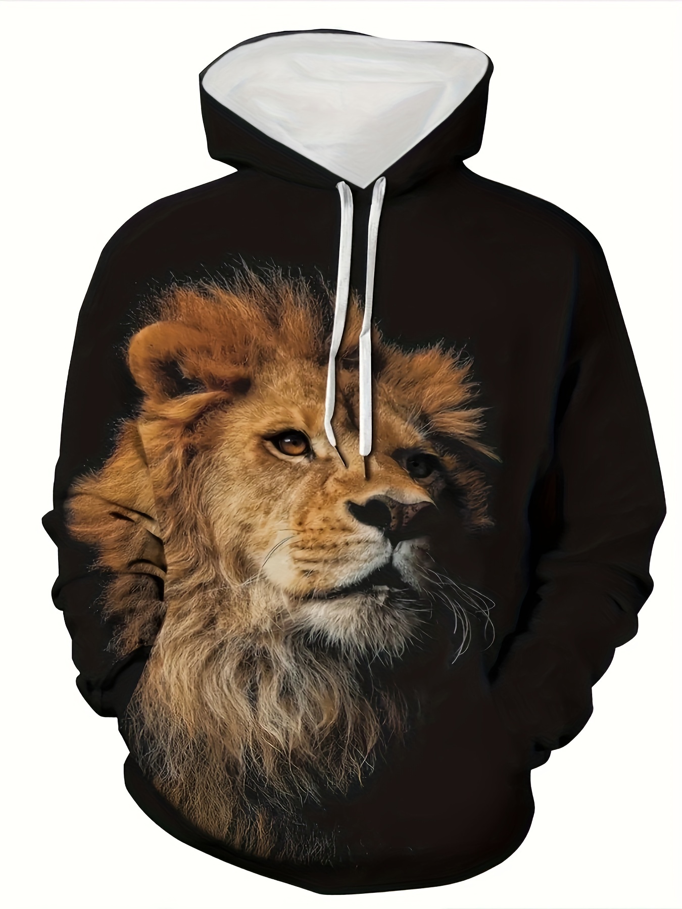 Lion 3d Print Sudaderas Capucha Manga Larga Hombres Temu Chile