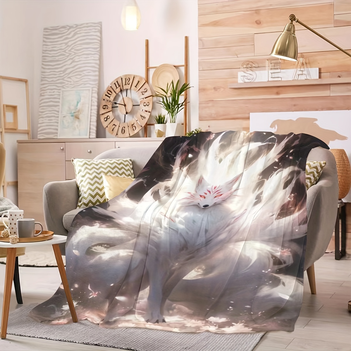 TEMU 1pc Couverture Imprimée , Couverture En Flanelle, Couverture Douce Pour Canapé, Bureau, Lit, Camping, Voyage, Couverture Cadeau Polyvalente Pour