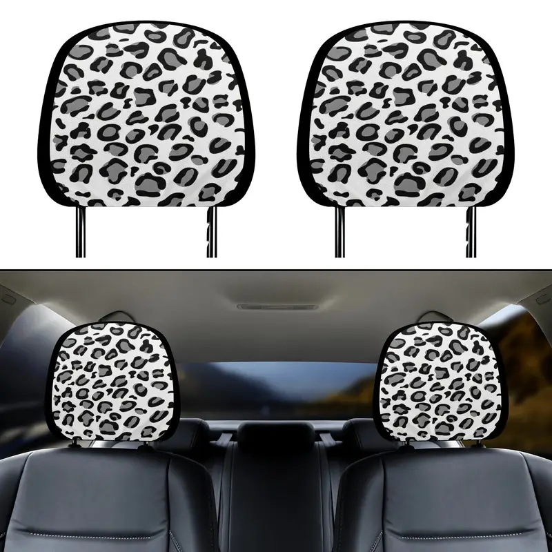 1 Stück Weiße Leoparden auto kopfstützenbezüge – Kopfstützen