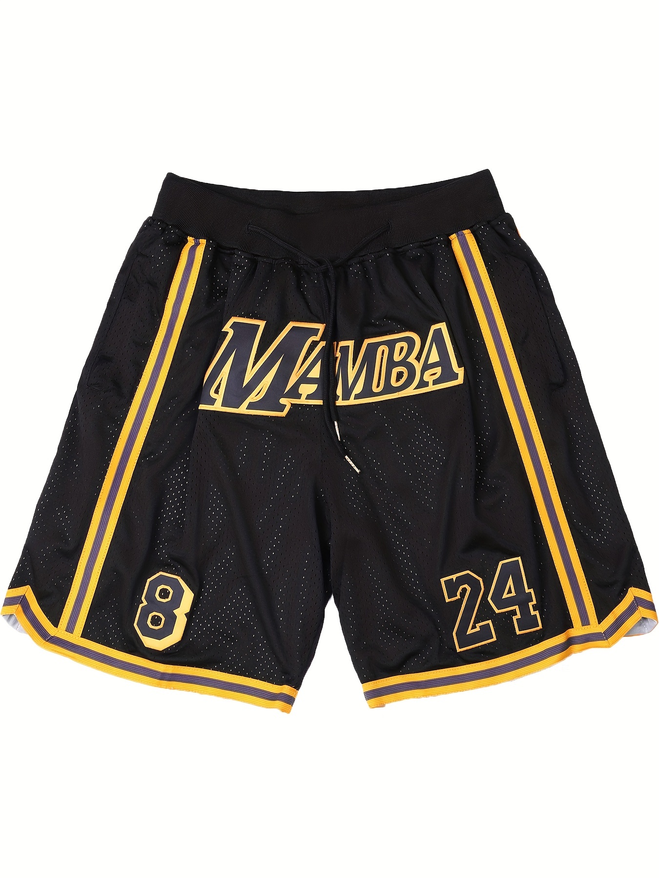 NBA Shorts Men's Black Lakers All Stitched