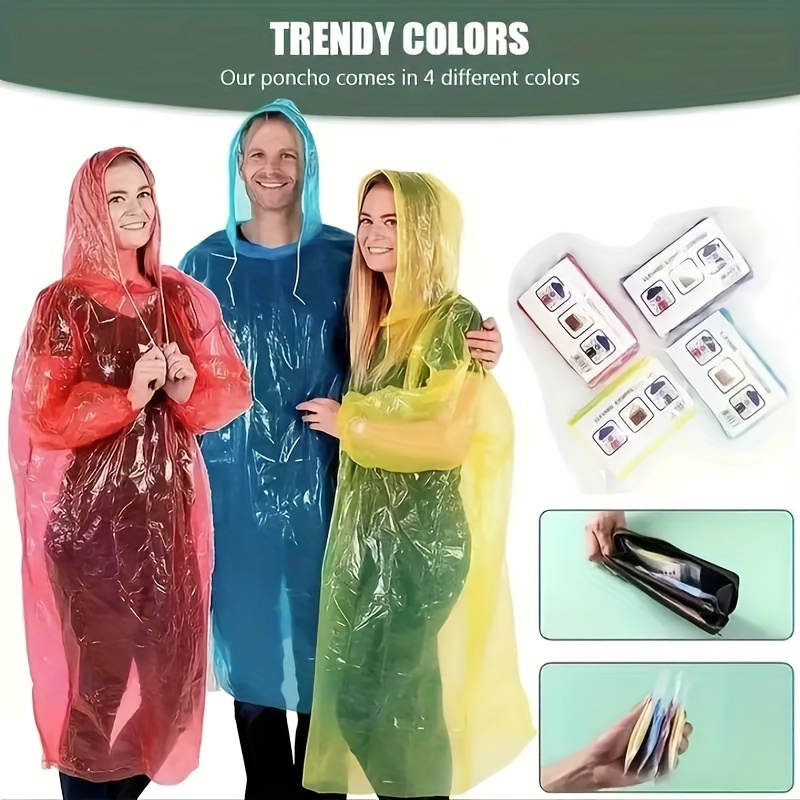 4pcs Portable Disposable Raincoats for Hiking and Cycling