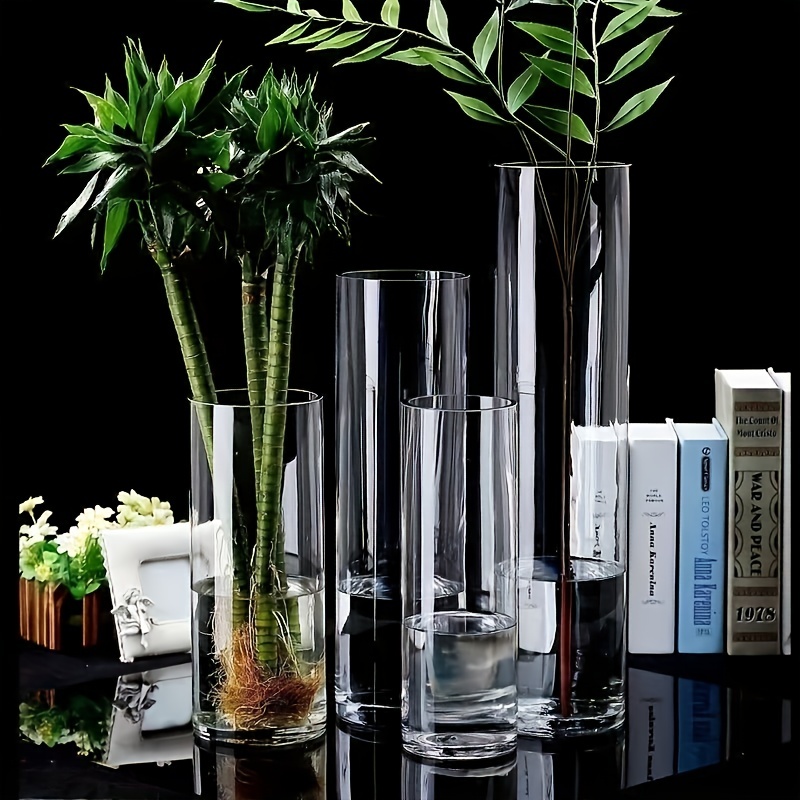 XIUWOUG Vasi Vetro Trasparente Vaso Fiori Vaso Vetro per Decorazioni per la  Casa (solo vaso),Small