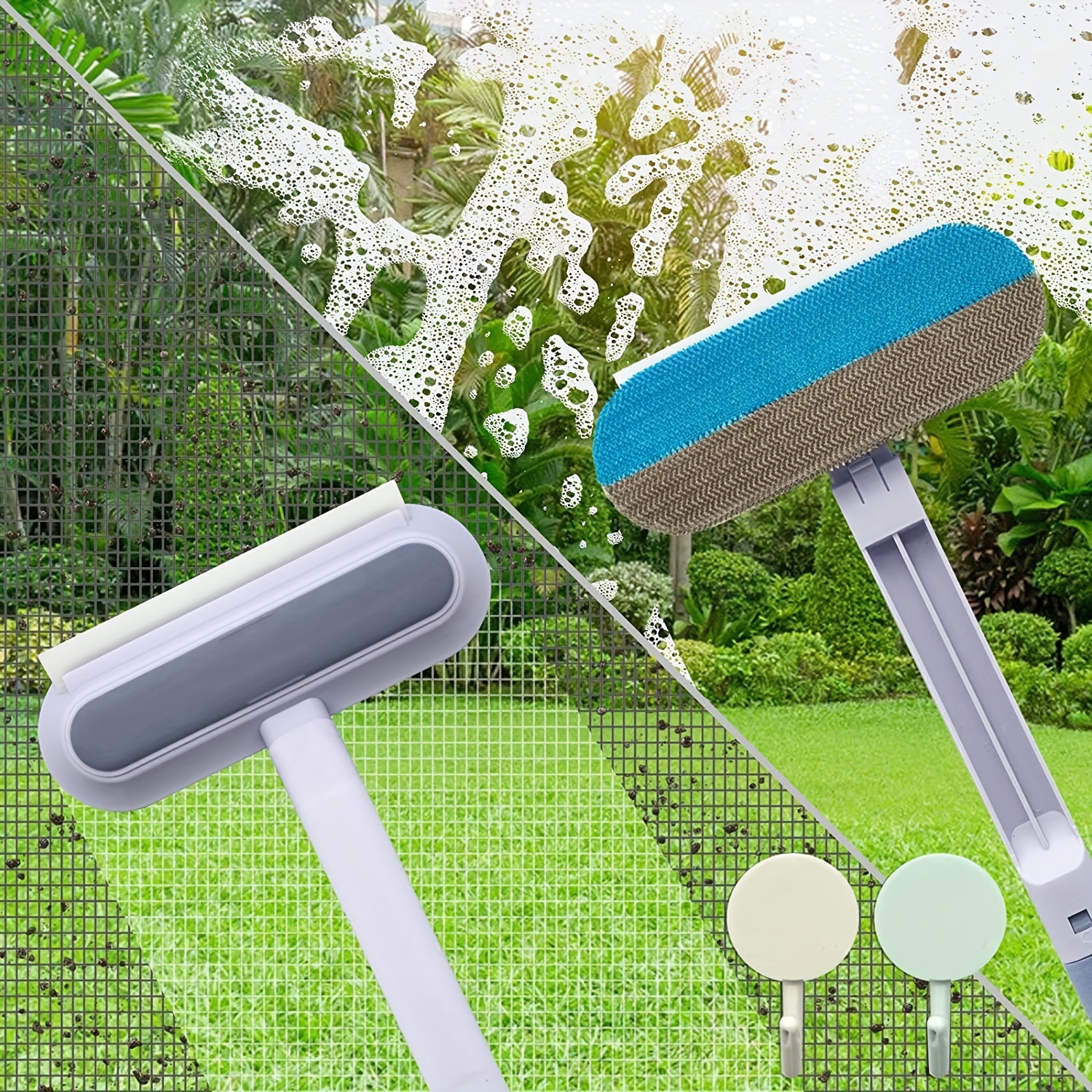 4 in 1 Window Screen Cleaner,Magic Window Cleaning Brush,Window Cleaner  Tool,Pet Hair Remover,Grout Brush Scrubber,Window Mesh Screen Cleaner,Window  Cleaner Brush and Squeege,Window Cleaning Kit 