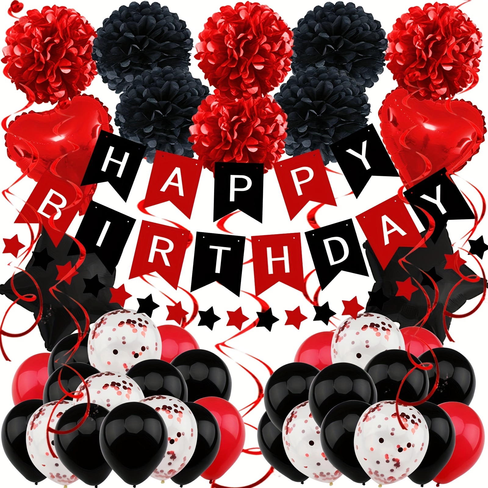 Birthday Decorations Black Red Birthday Party Decorations - Temu