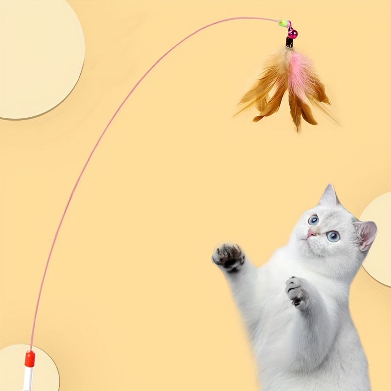 Cat Wand Toy Cat Feather Propeller Toy Bell Steel Wire Cat - Temu