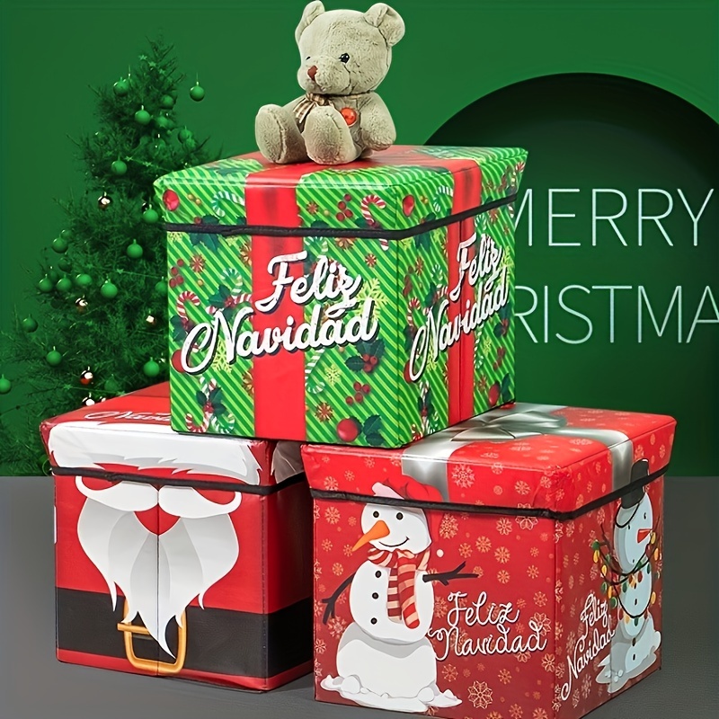 Christmas Ornament Storage Box, Foldable Storage Boxes With Snowman Santa  Pattern, Decorative Storage Cube Organizer Bins For Xmas - Temu United Arab  Emirates