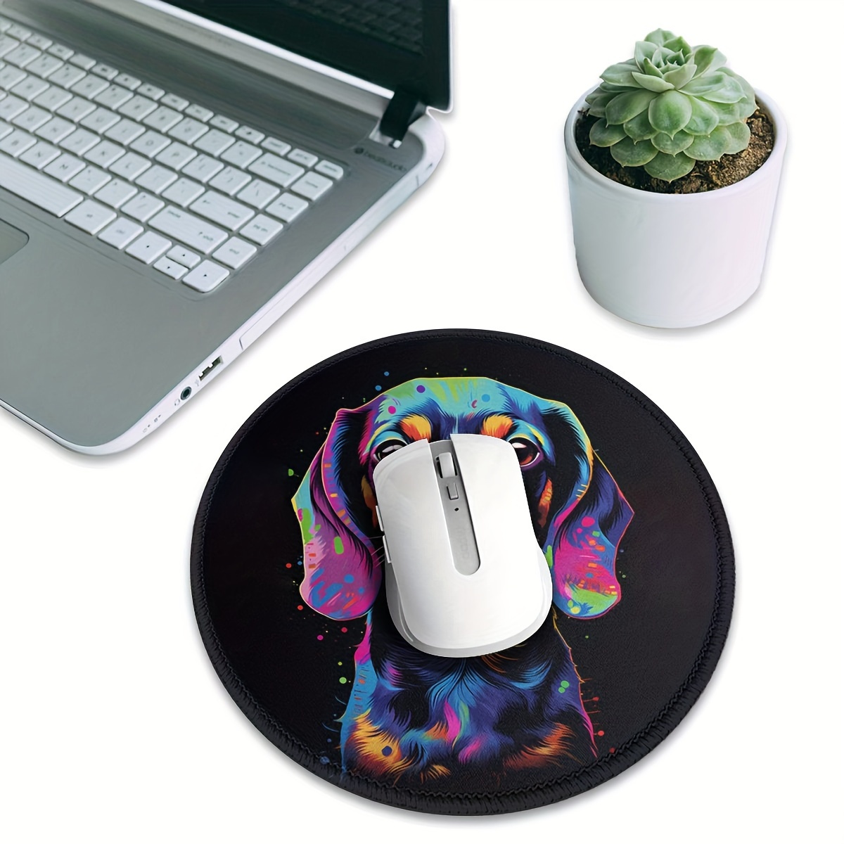 Rainbow Color Dachshund Dog Mouse Pad Round Mouse Mat With - Temu