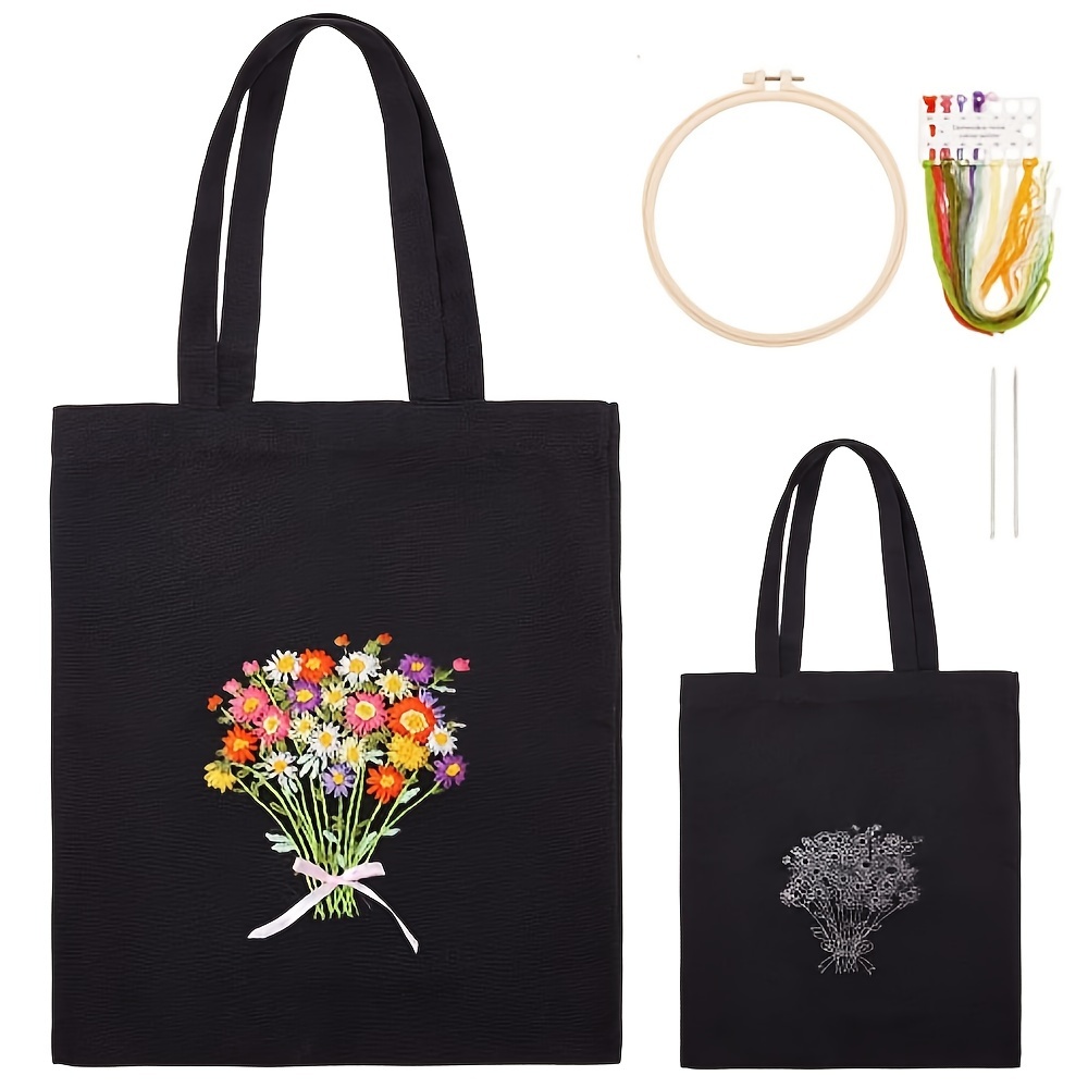 1 Set Borsa Per Il Trasporto Di Tela Kit Di Ricamo Modello Di Fiore Fai Da  Te Cucito Principiante Punto Croce Lavoro A Maglia Con Telaio Per Ricamo -  Arte, Artigianato E