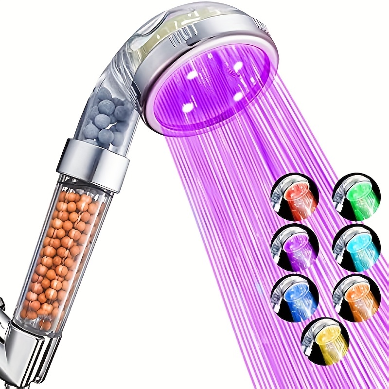 Salle De Bains 37 Changements De Couleurs Capteur De Température Led  Pommeau De Douche Adoucisseur Deau Filtre À Ions Négatifs Pommeau De Douche  À Main Haute Pression 220525 Du 14,49 €