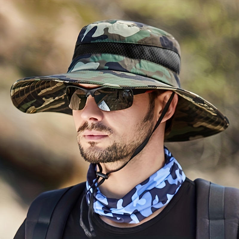 Men's Outdoor Camo Fisherman Hat: Adjustable Breathable Wide - Temu