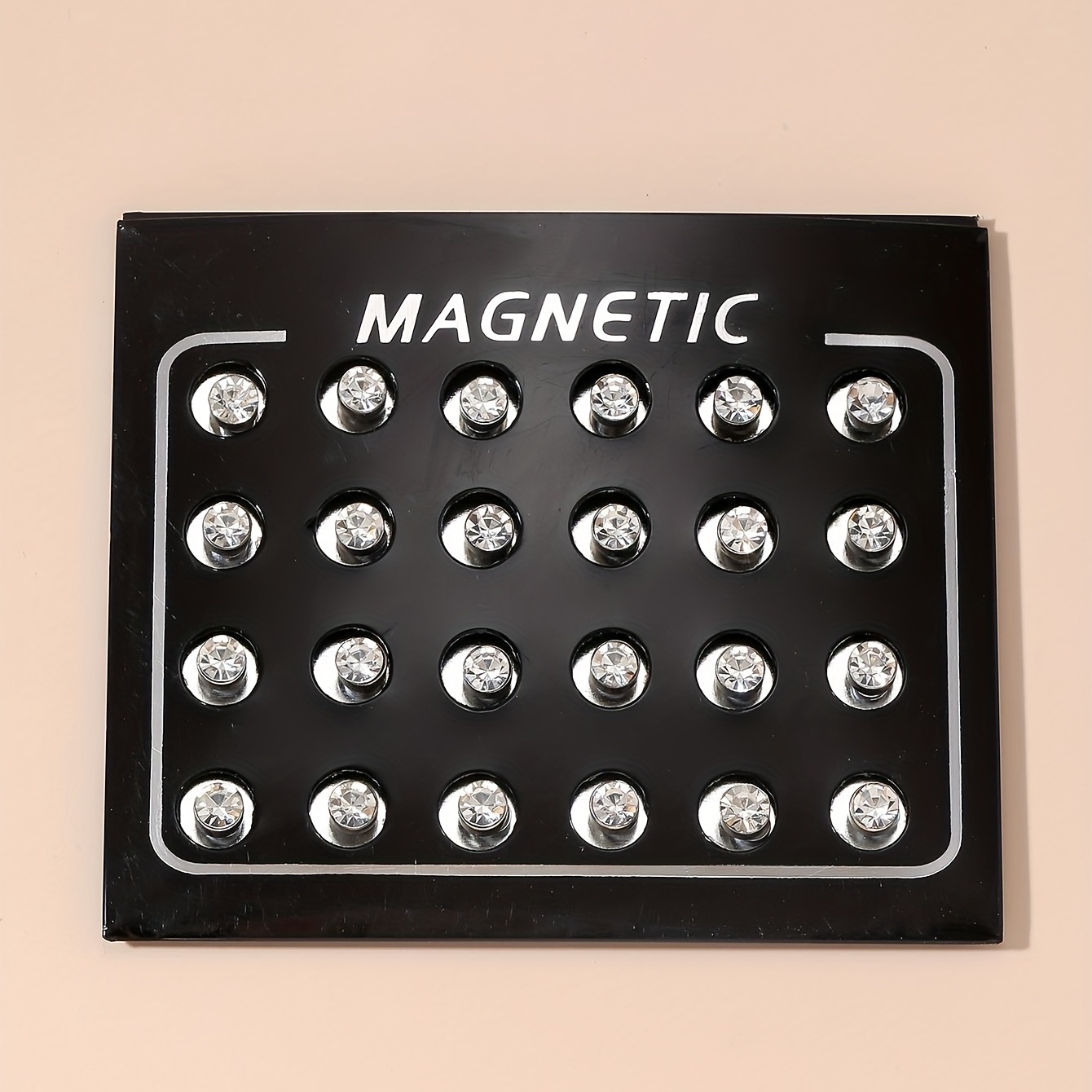 24pcs Multicolor Magnetic Rhinestone Stud Earrings Set