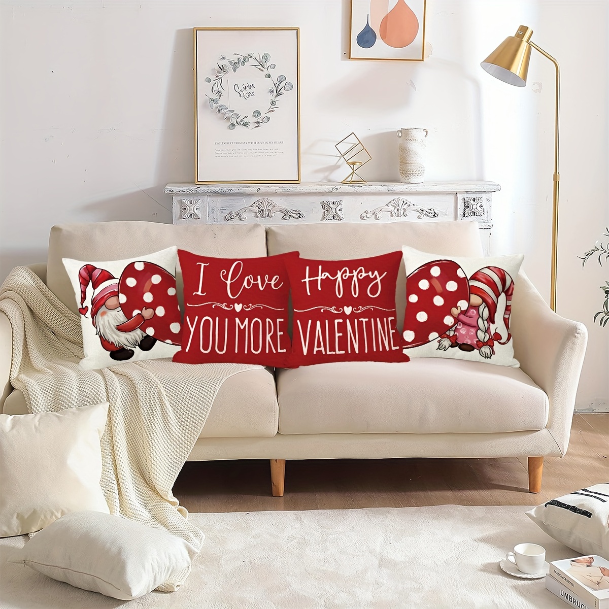  Valentine Pillow Covers 18×18 Inch Red Love Heart Valentine  Holiday Cushion Pillow Case Decorative Throw Cushion Cases for Sofa Couch  Valentine Farmhouse Living Room Deal : Home & Kitchen
