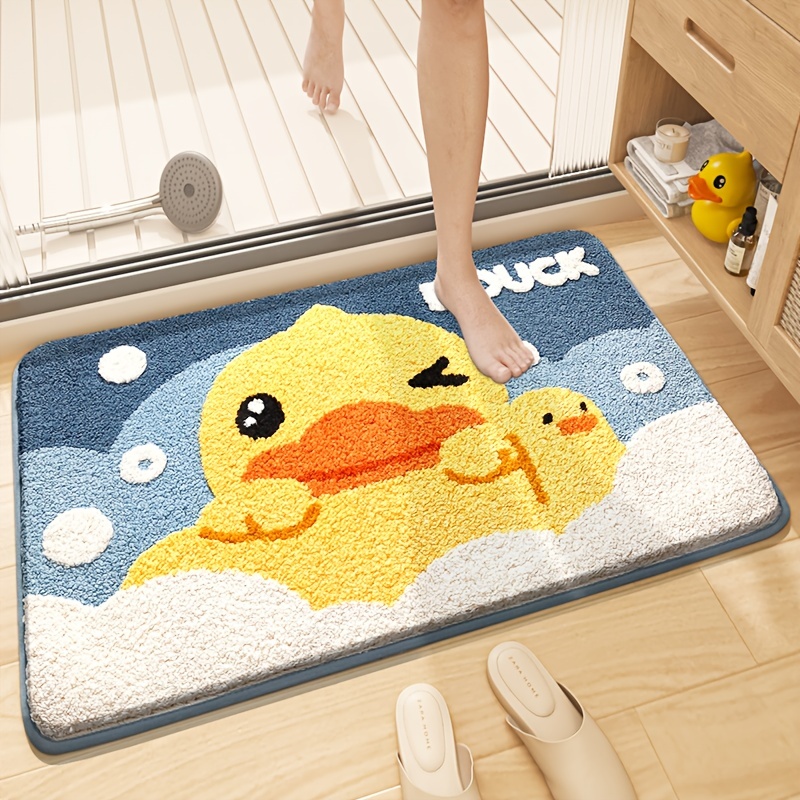 Bath Mat for Bathroom Rug Non Slip Cushioned, Jacquard with Cute Duck  Design Soft Floor Mats, Water Absorbent Super Carpet, Machine  Washable(15.8''X