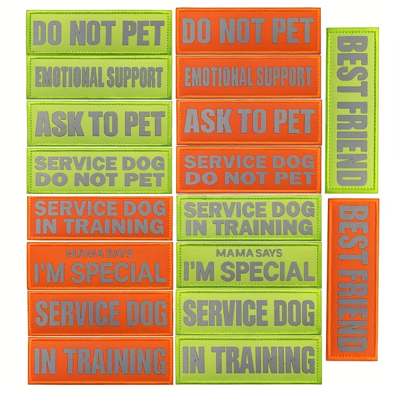 2 Pairs Dog Harness Stickers Vest Patches Reflective Dog Harness Patches, Size: 12x3x1CM