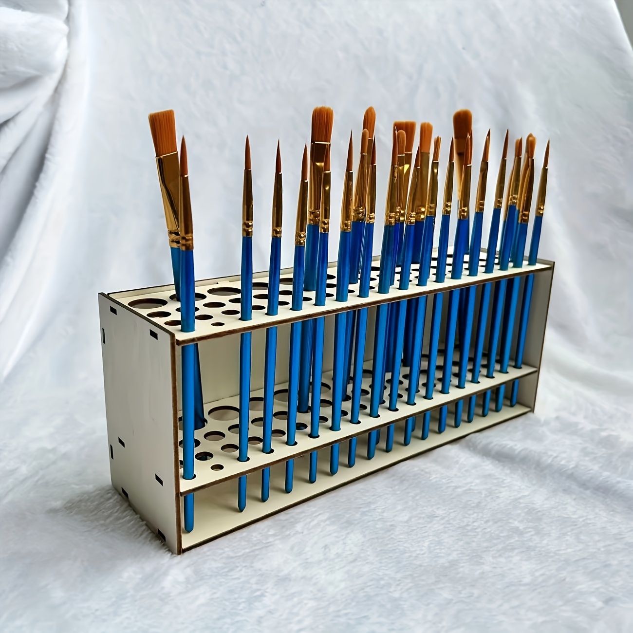 1pc 105 Holes Paintbrush Holder Wooden Paint Brush Stand Art - Temu