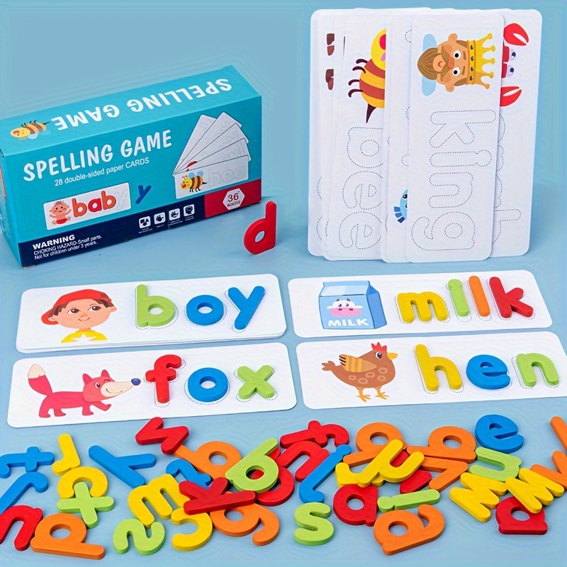 Coogam Voir Orthographe Jouet d'apprentissage en Bois ABC Alphabet Flash  Cartes Correspondant Forme Lettre Jeux Montessori Préscolaire Tige Jouets