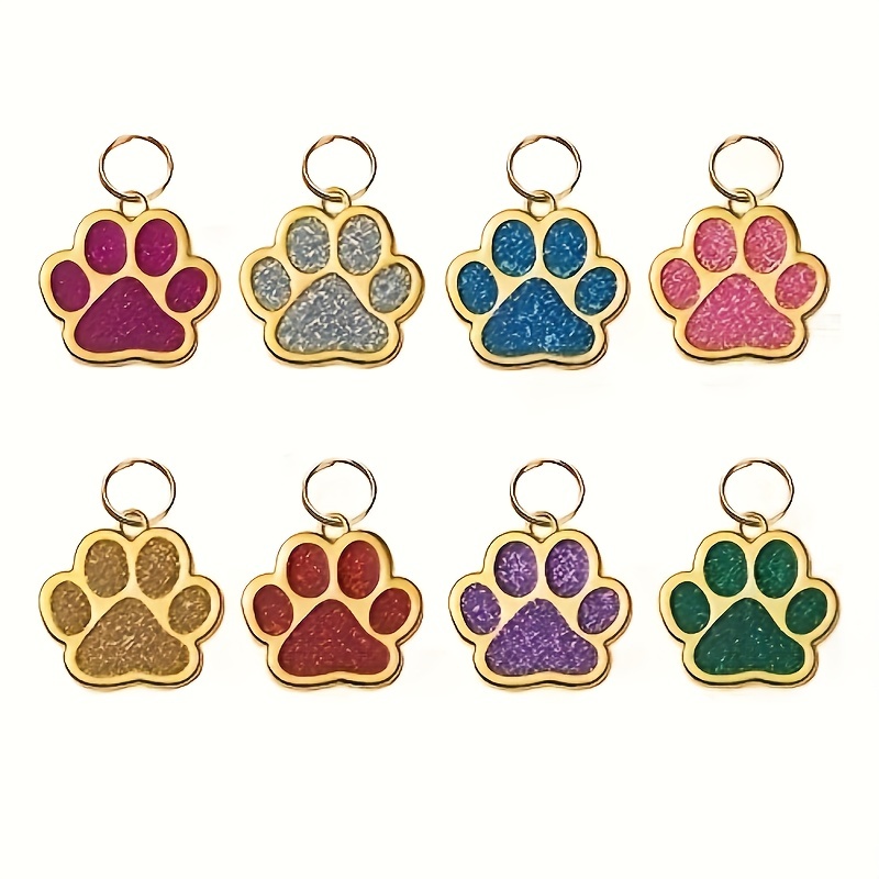 Personalized Pet Id Tag Custom Dog Name Tag Cute Footprint - Temu