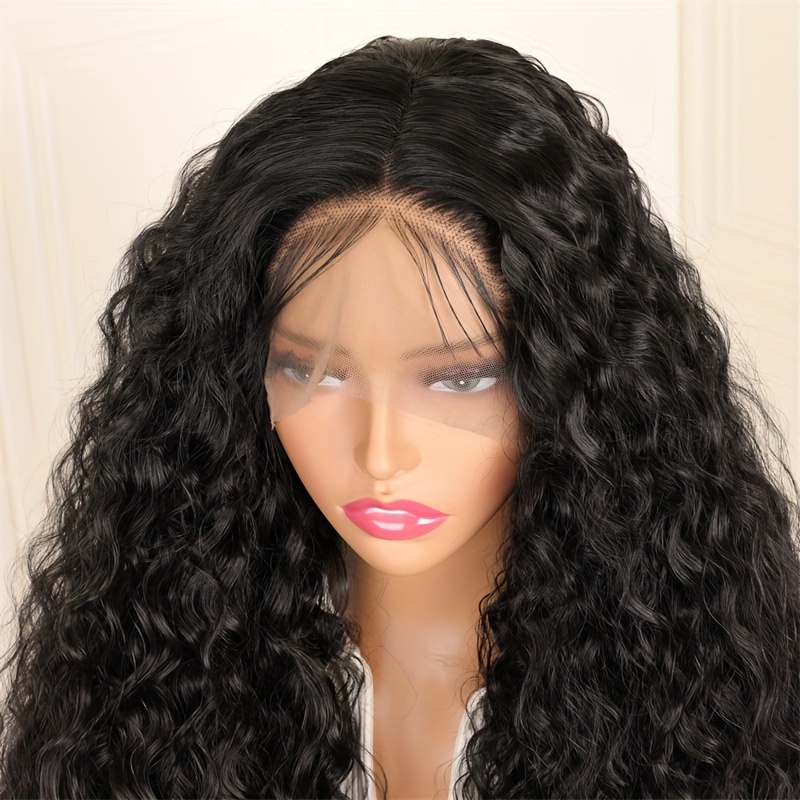 Synthetic Black Wig 180 Density Black Long 13 5 Temu