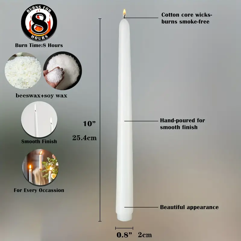 Household White Taper Candles Premium European Quality 8 - Temu