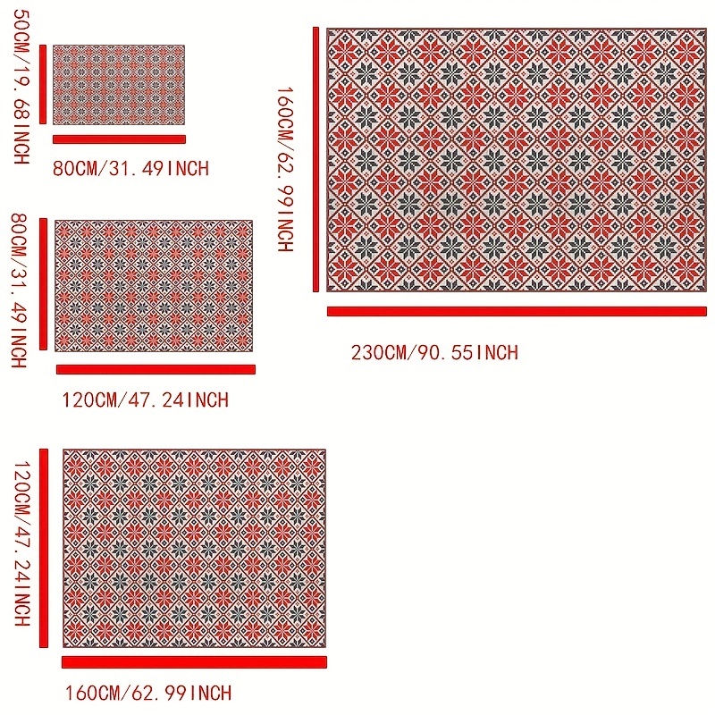  Alfombra pequeña hecha a máquina, alfombra interior para casa,  entrada, pasillo, sala de estar, dormitorio, poliéster, patrón geométrico  círculo, rojo, 27.6 x 55.1 in : Hogar y Cocina