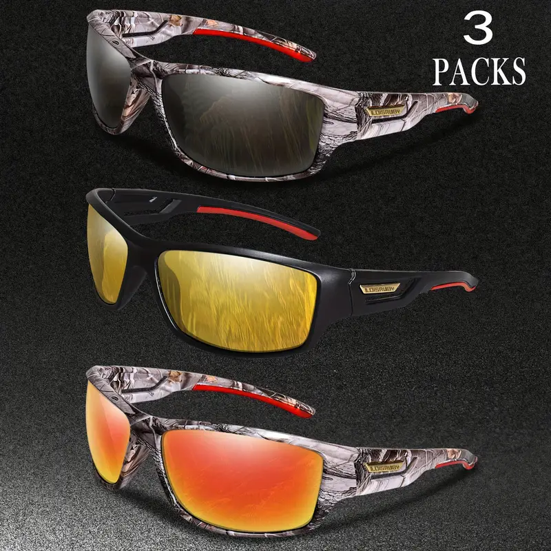 Trendy Cool Outdoor Sports Polarized Sunglasses, Camouflage Frame One-piece Windproof Sunglasses, For Men Women Outdoor Party Vacation Travel