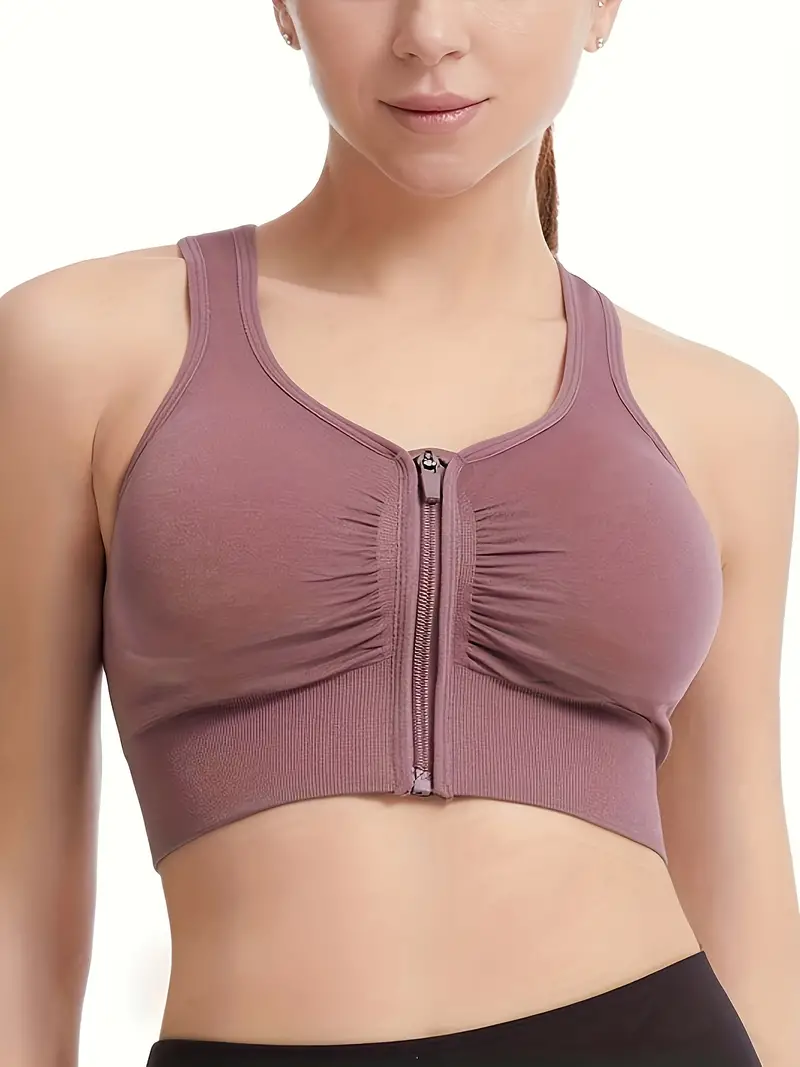 Zipper Racer Back Sports Bra Cut Out Breathable Push Up High - Temu Portugal