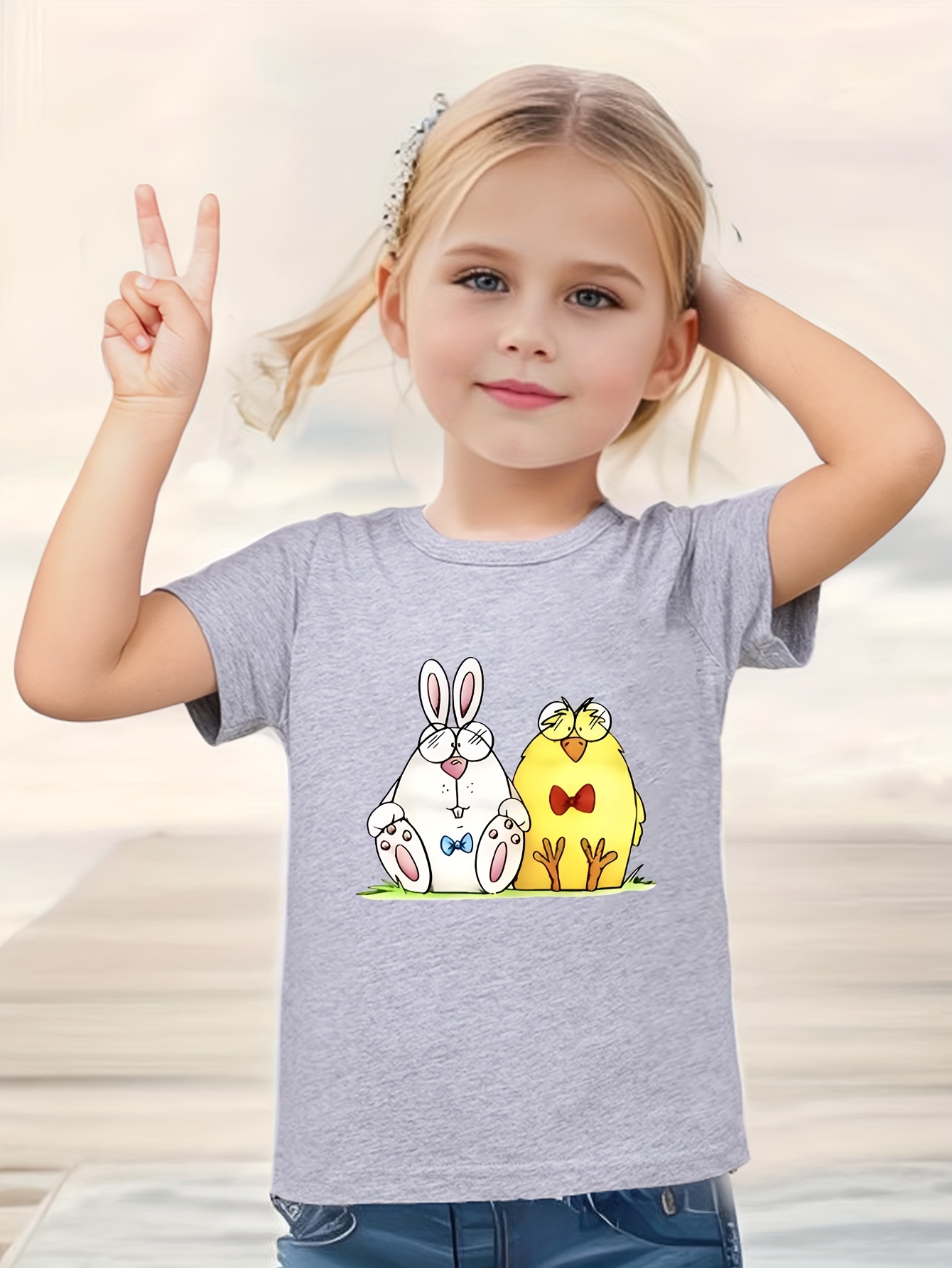 Kids Long Sleeve Tops Pullovers Easter Cartoon Cute Rabbit - Temu New ...