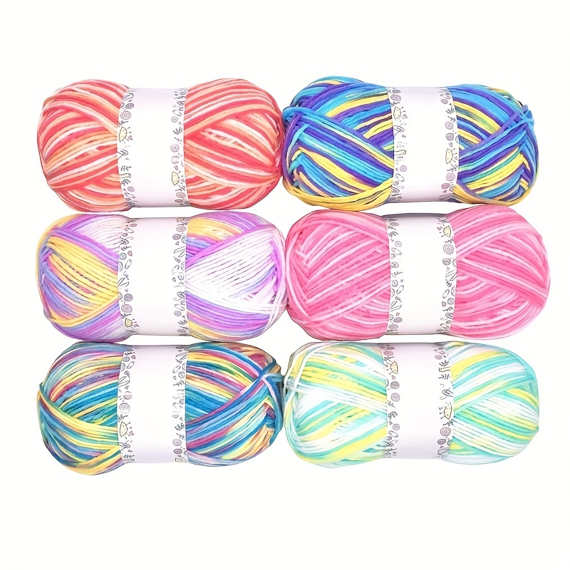6 Rainbow Colorful Yarn For Knitting And Crocheting - Temu