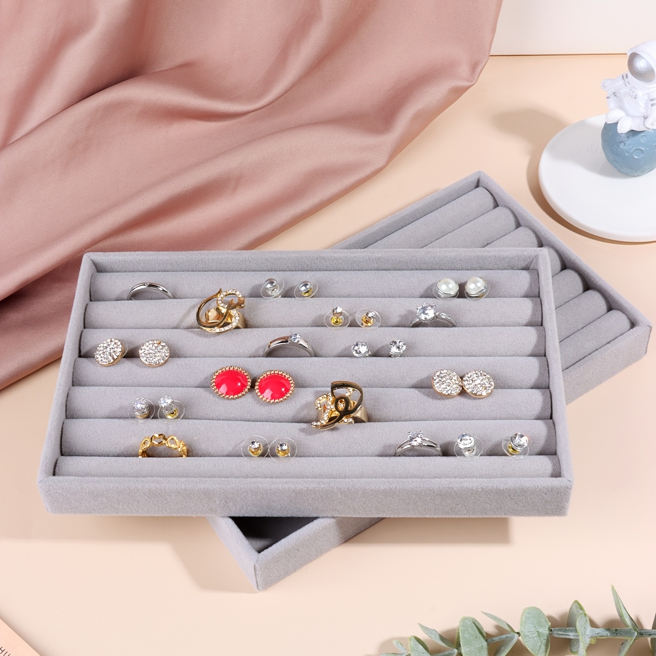 Velvet Stackable Jewelry Display Tray Case for Jewellery Hot Sales Fashion  Portable Velvet Jewelry Organizer Box