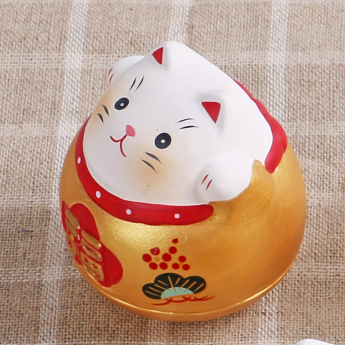 Zen Daruma Doll Fortune Statue Ceramic Lucky Cat Miniature - Temu