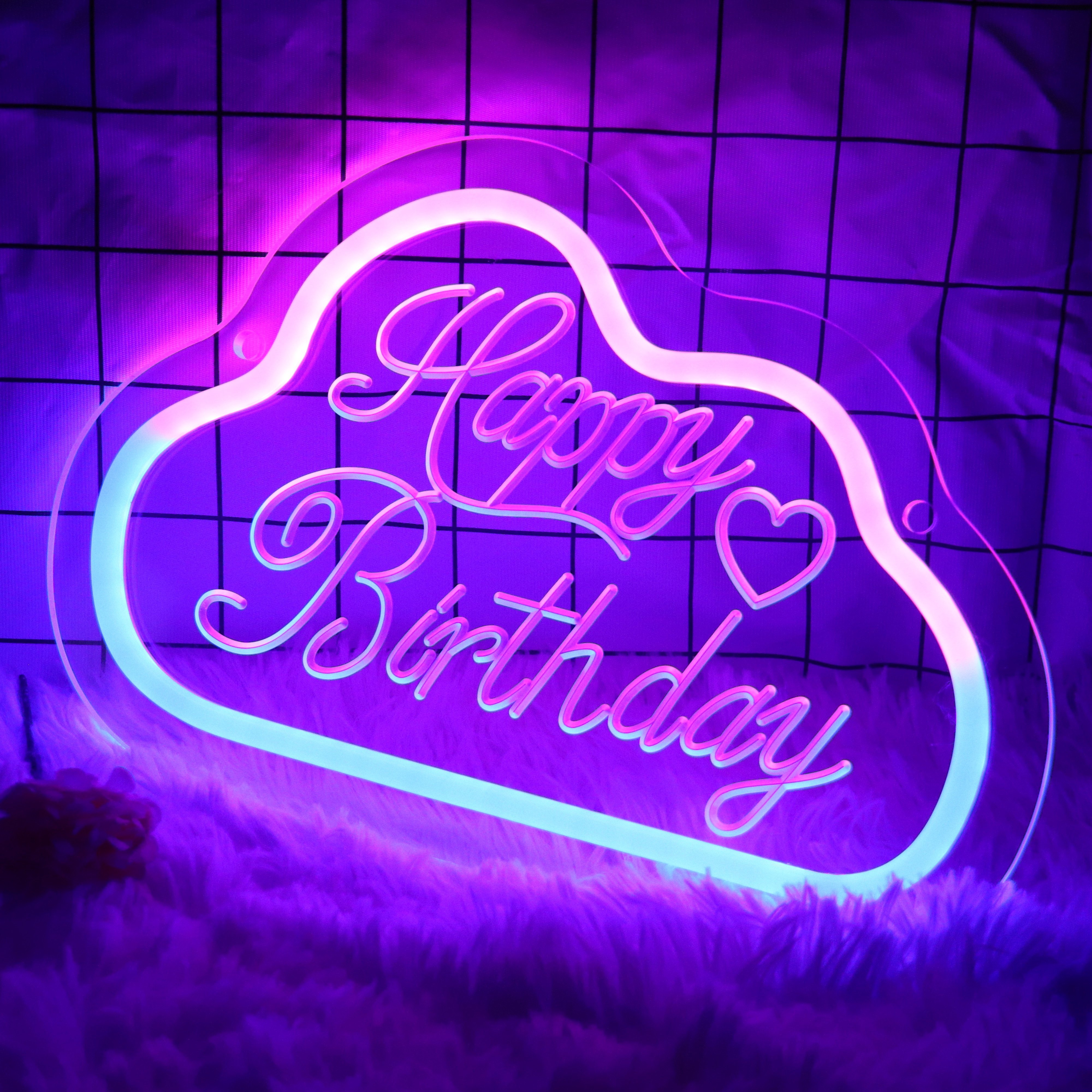 Happy Birthday Led Neon Sign Light Creative Birthday Cake - Temu