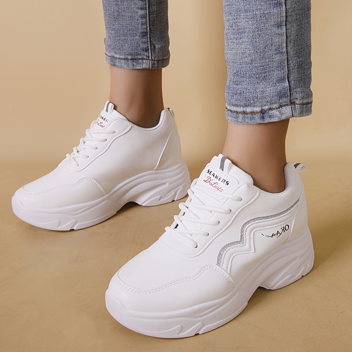 Thick Bottom Buckle Decor Wedge Sneakers, Scarpe Da Passeggio Allaperto In  Pelle Sintetica Impermeabile, Calzature Da Donna, Acquista Su Temu E  Inizia A Risparmiare