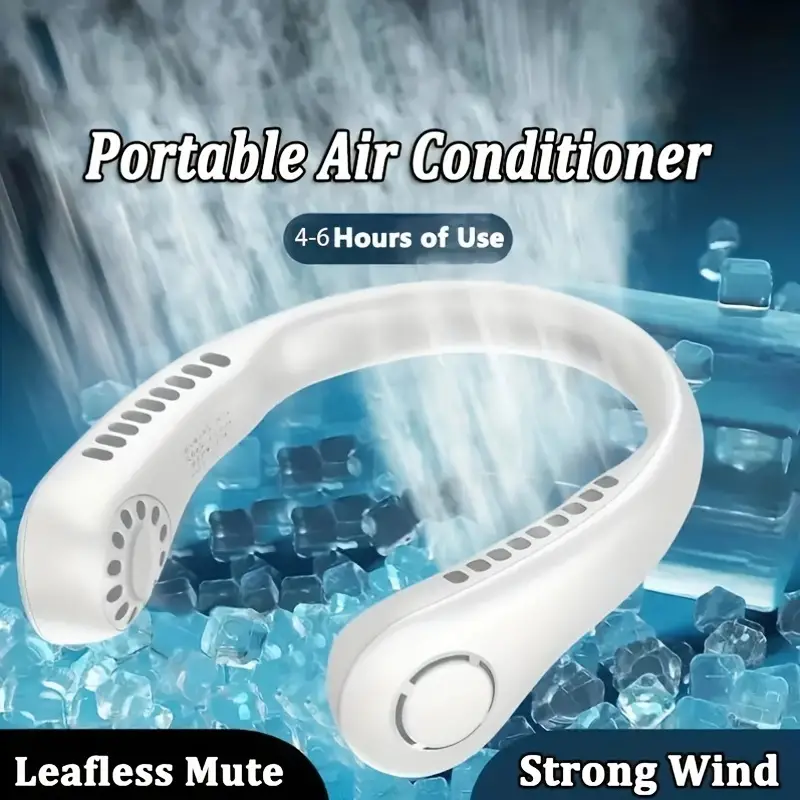1pc portable mini fan neck fan power ventilator blameless fan air cooler usb rechargeable electric fans carry on details 1