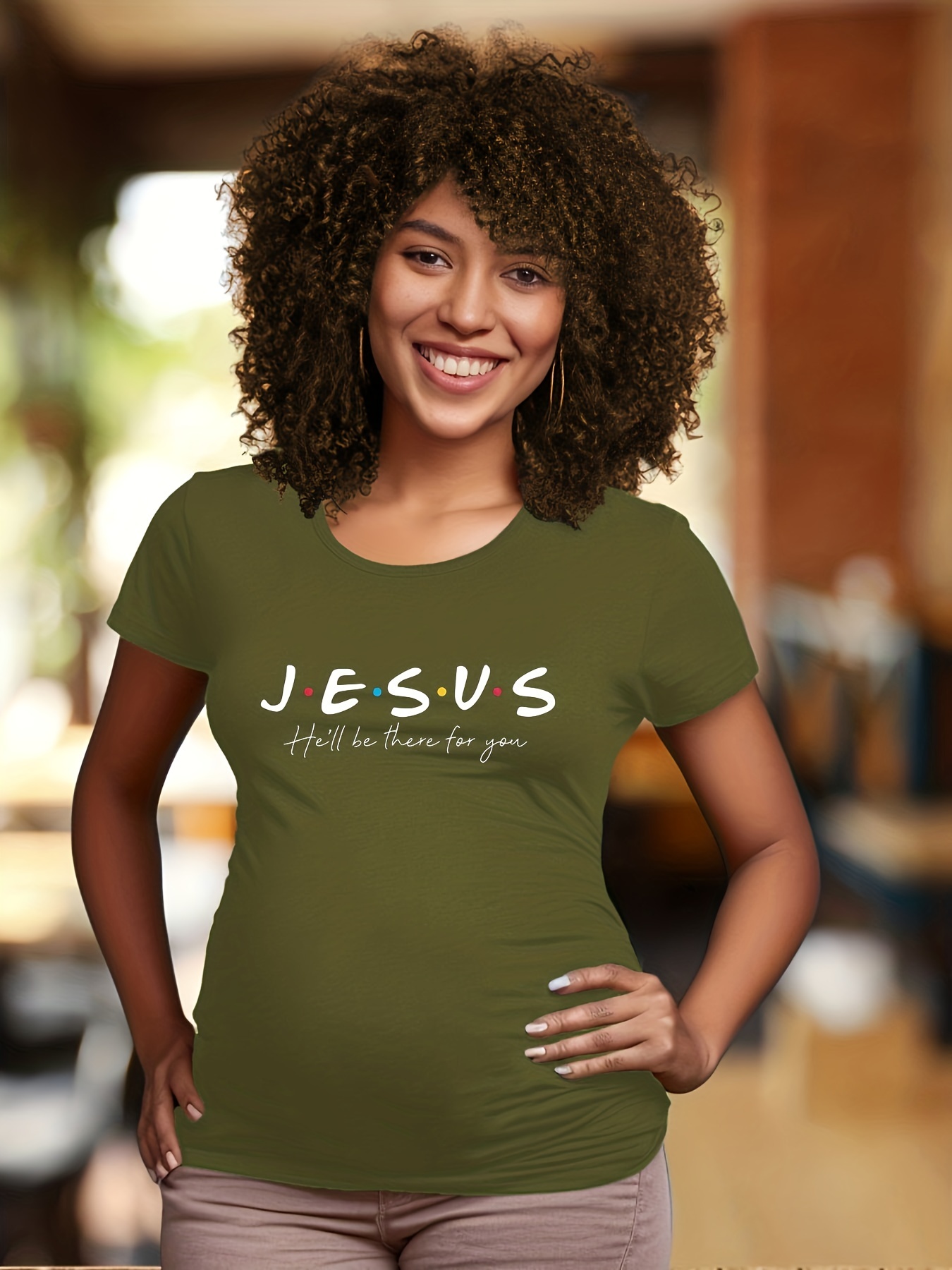 Women's Maternity Jesus Print Active T-Shirt