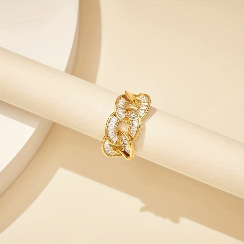 Men's Copper Zircon Ring Couple Cuff Ring