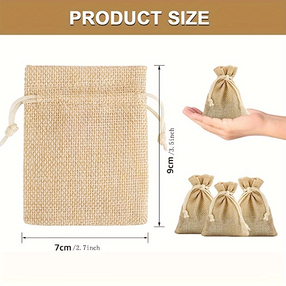 110pcs Beige Linen Gift Bags with Nylon Drawstrings