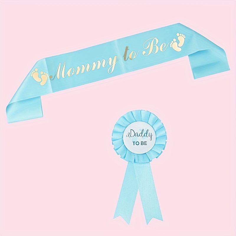  2 Pieces Daddy and Mommy To Be Tinplate Badge Pin, Celebration  Gender Reveal Party Favor New Dad Mom Gifts Rosette Buttons with Ribbon  Baby Shower Decorations (Pink + Blue) : Baby