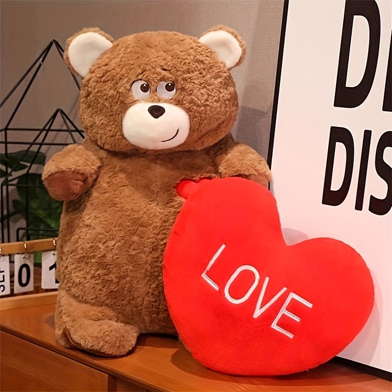 Oso Peluche Lindo Corazón Amor Muñeco Peluche Niñas Regalo - Temu