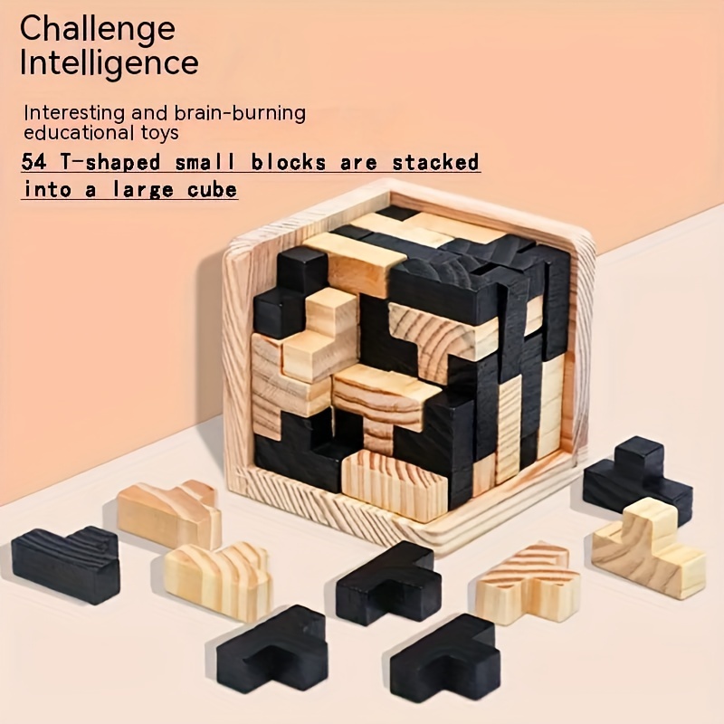 1pc Bloc De Construction Cube Classique En Bois Magique Seau - Temu France