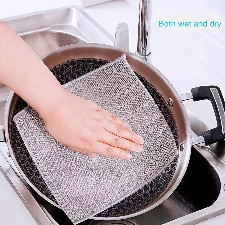 Metal Wire Cleaning Cloth Kitchen Stovetop NonGreasy Dishcloth Mesh Daily  Use Wire Cleaning Cloth - AliExpress