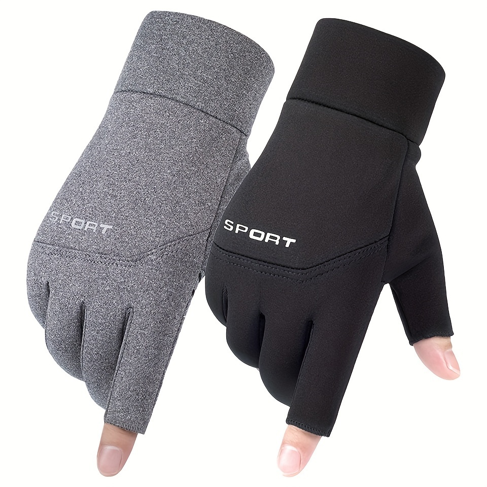 1pari Two finger Cut Fishing Gloves Autumn Winter Fishing - Temu