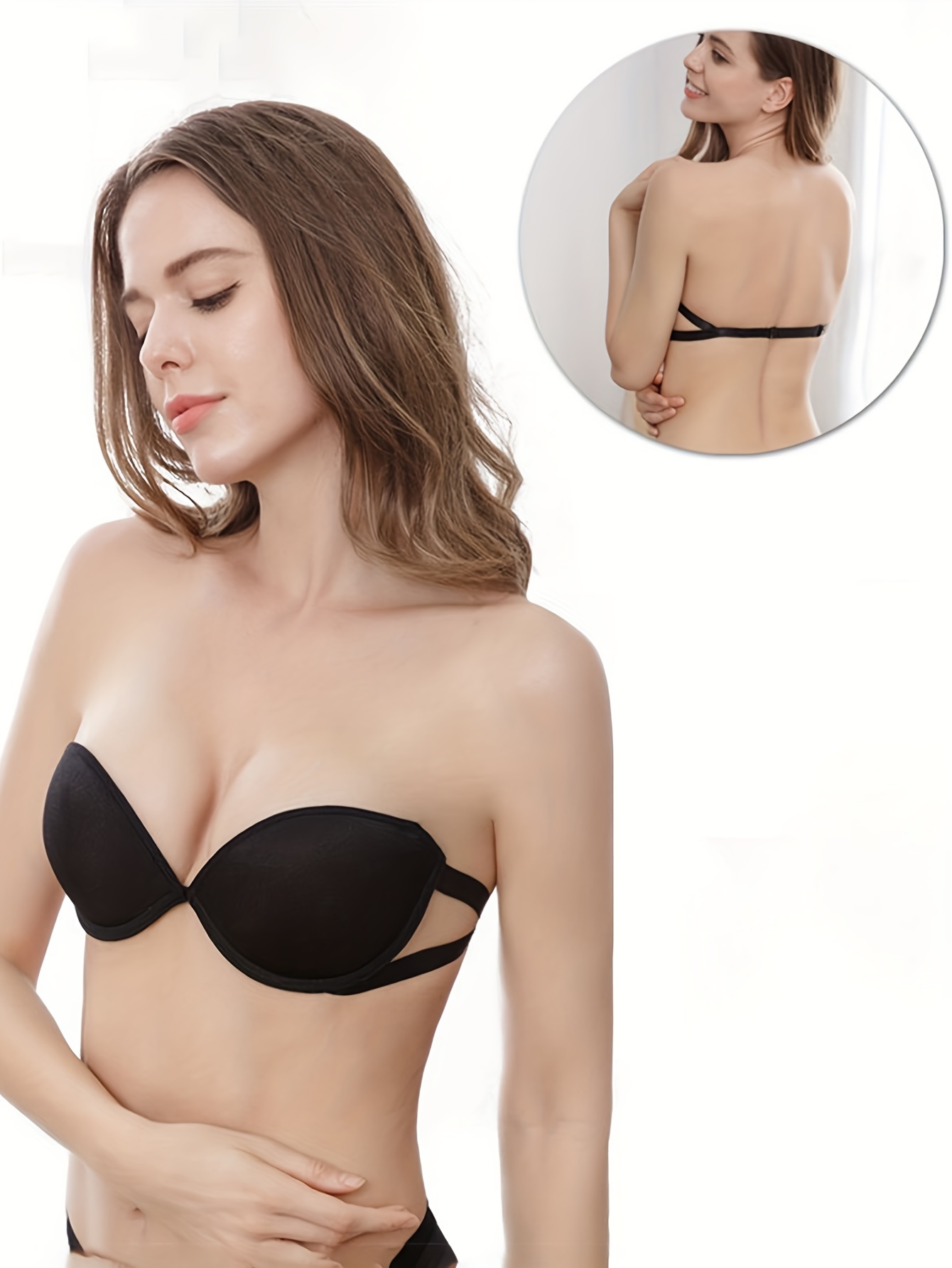 Women's Seamless Push Up Strapless Girl Sexy Tube Bandeau Bra (Pack of 3)