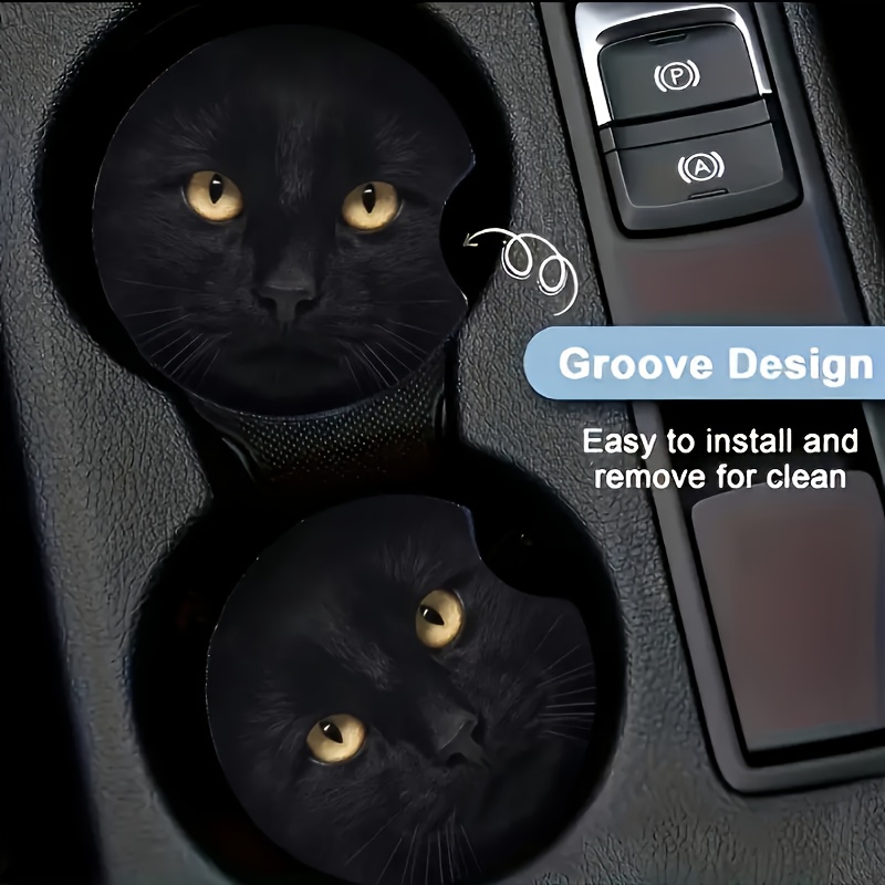 2pcs Kreative Katze Gedruckte Auto untersetzer Schwarze - Temu Germany