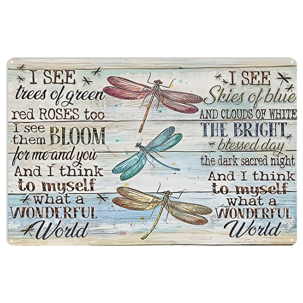 Vintage Rustic Wall Decor Sign Colorful Dragonfly See Trees - Temu Canada