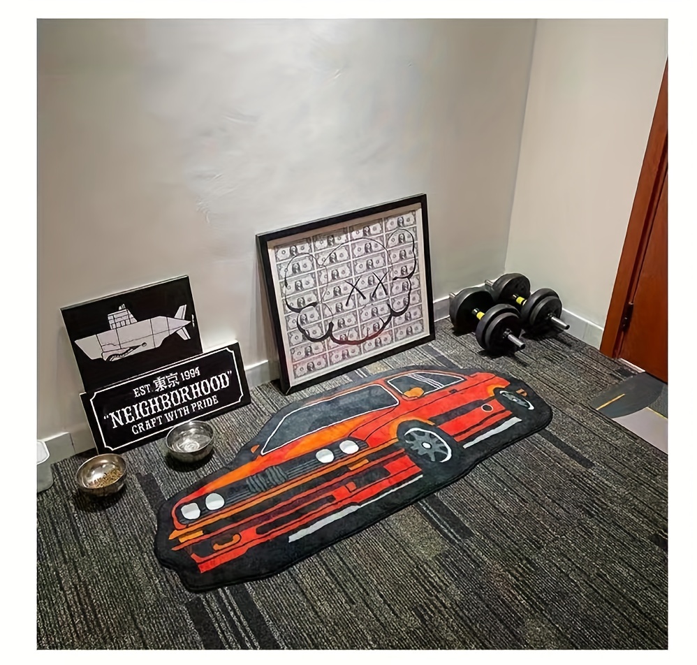 vibrant   with trendy graffiti design machine washable stain resistant polyester area mat for bedroom living room or esports room low pile   rugs for living room details 4