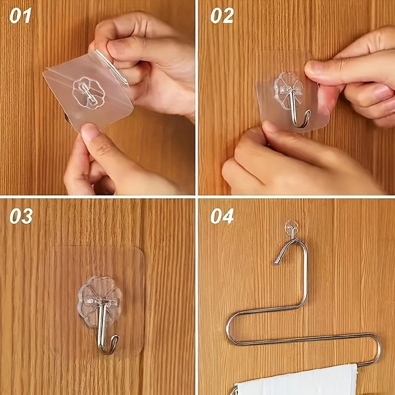 Transparent Hanger Plastic Sticky Hooks Wall Mounted Hooks - Temu